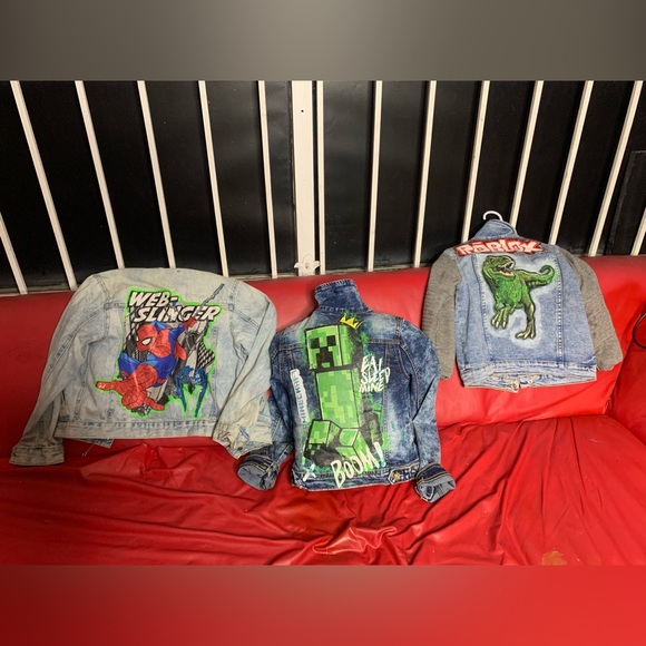 Kids Custom Jean Jackets Roblox Minecraft Spider-Man - Picture 2 of 7